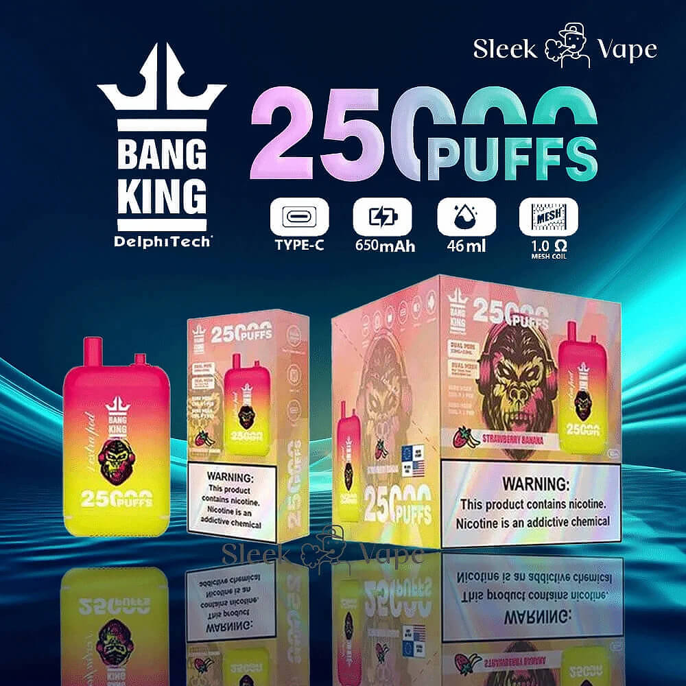 Bang King vapes 25000 puffs,bangking 25000 puffs vape,Strawberry Banana vape,bang king puff,vape with a bang