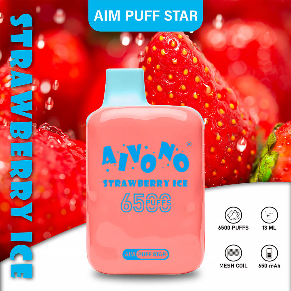 Aivono Aim Puff Star 6500 Puffs Disposable vape,puffs vape,strawberry ice vape,Aivono Aim 6500 vape,thc vapes kaufen