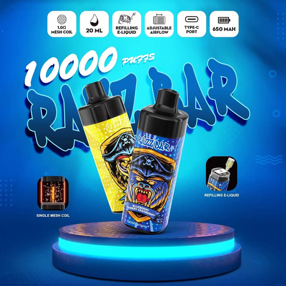 Razz Bar 10000 Puffs Disposable Vape,puffs Vape,just puff vape,puff vapes,Blueberry cherry cranberry vape,tidal vape romsey
