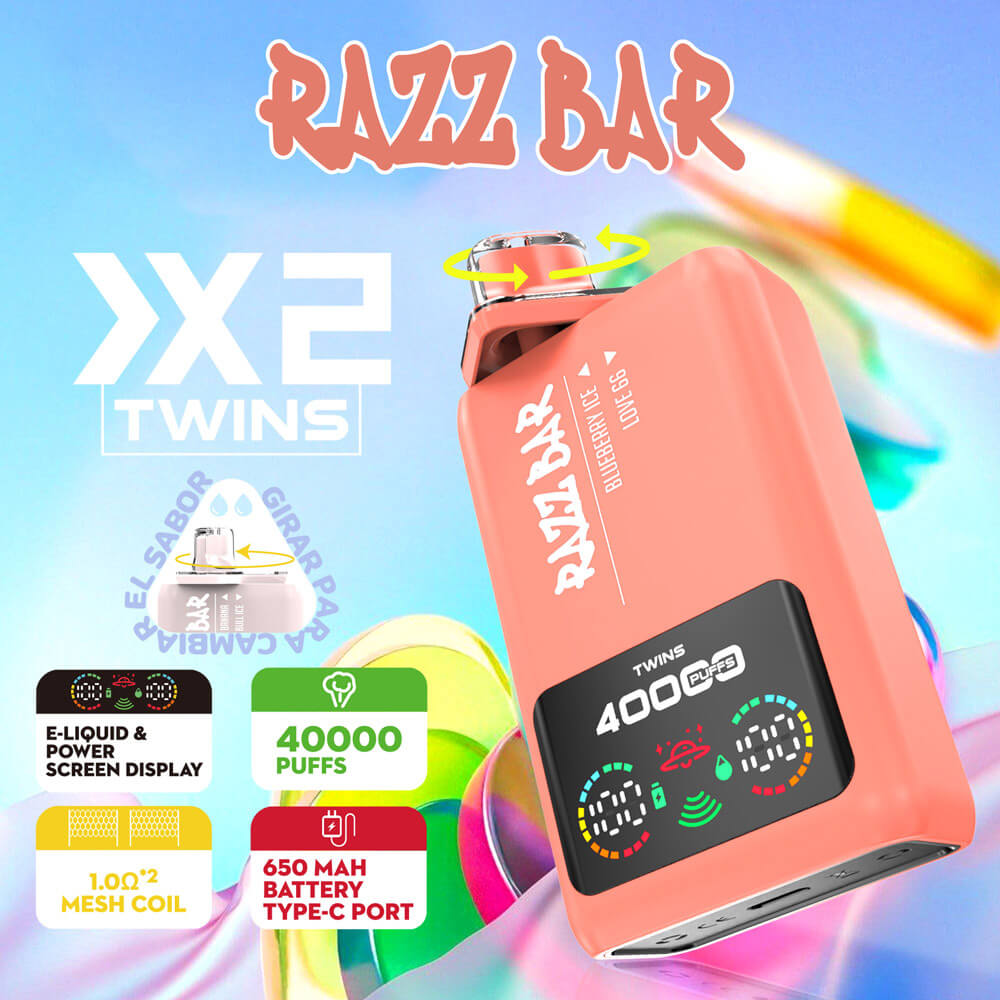 Razz Bar Dual flavors 40000 Puffs Disposable Vape,razz vape,puffs vape,BLUEBERRY ICE vape,LOVE 66 vape,razz bar vape