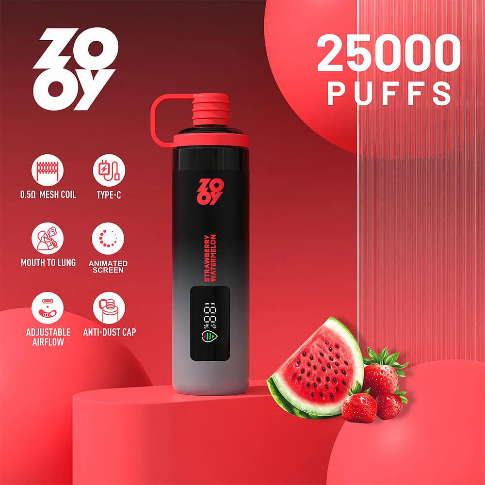 Zooy Shisha 25000 puff,strawberry watermelon,how many calories per puff of vape