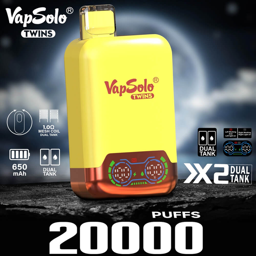 Vapsolo Twins 20000 PUFF Disposable Vape,best zero nicotine disposable vape,vapsolo 20000 puffs twins,vapsolo vape,puffs 20k