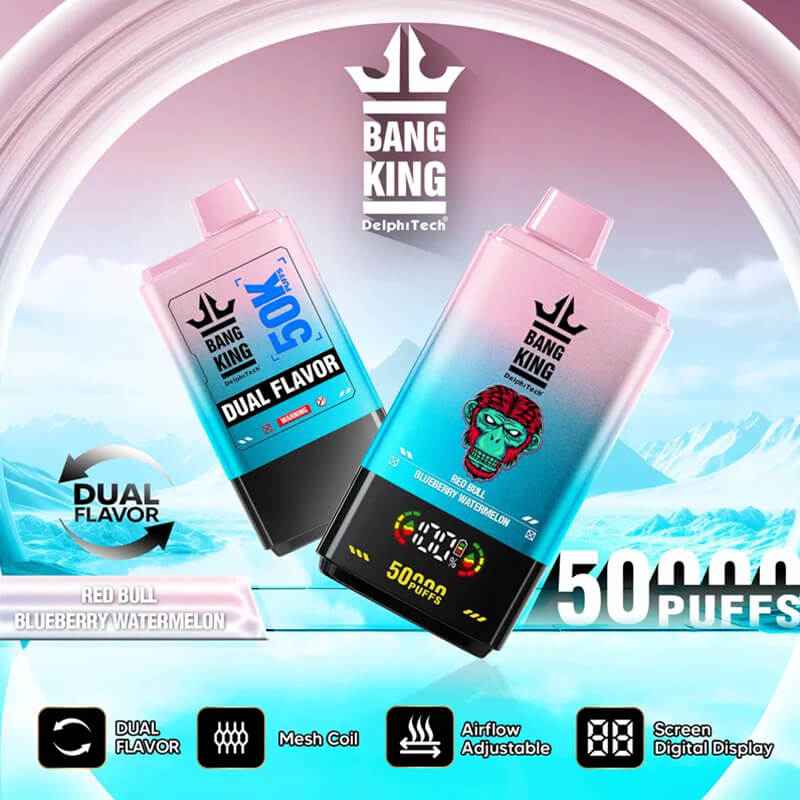 Bang King 50000 Disposable Vape - 50,000 Puffs, Dual Flavors, Adjustable Airflow, Digital Display